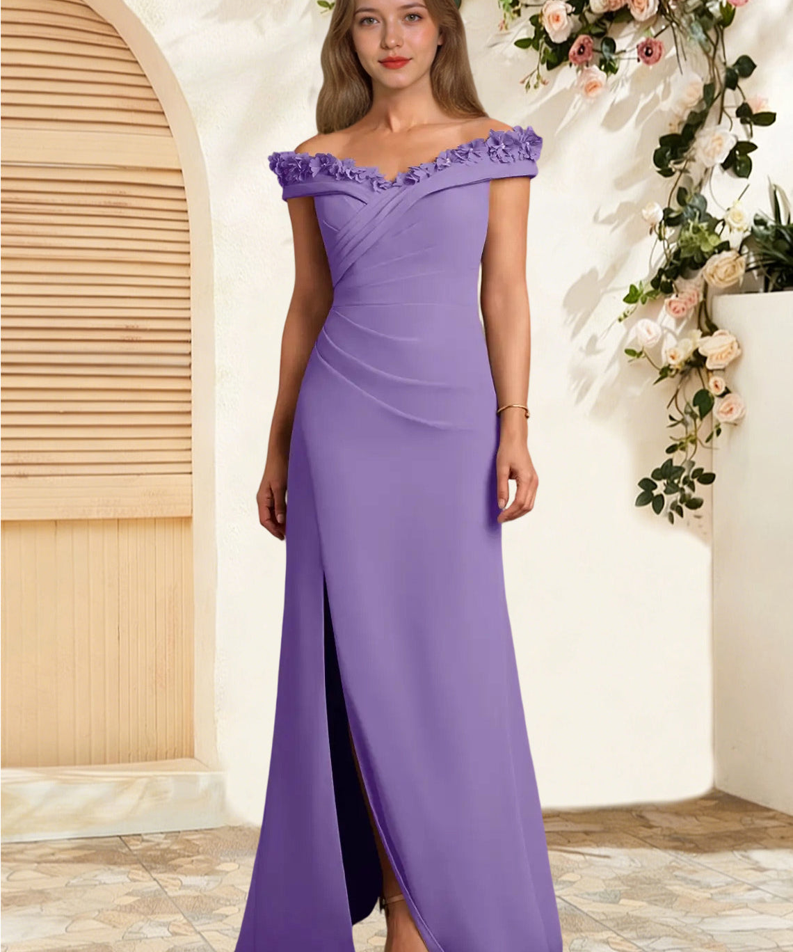 Augday Jettie Sheath Pleated Chiffon Dress