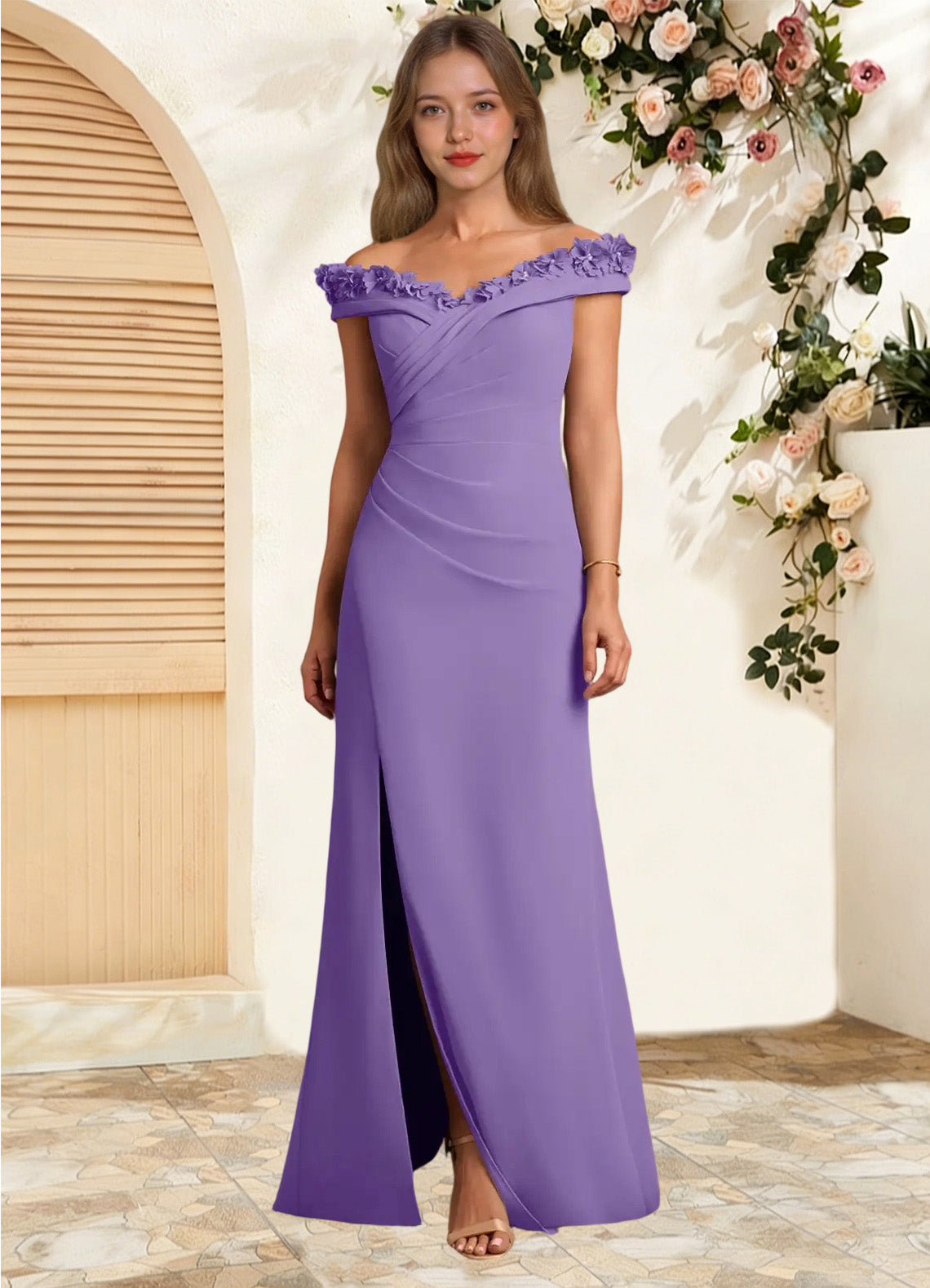 Augday Jettie Sheath Pleated Chiffon Dress