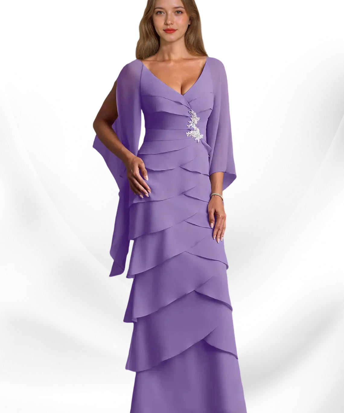 Augday Arabinda Sheath Ruched Chiffon Dress