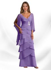 Augday Arabinda Sheath Ruched Chiffon Dress