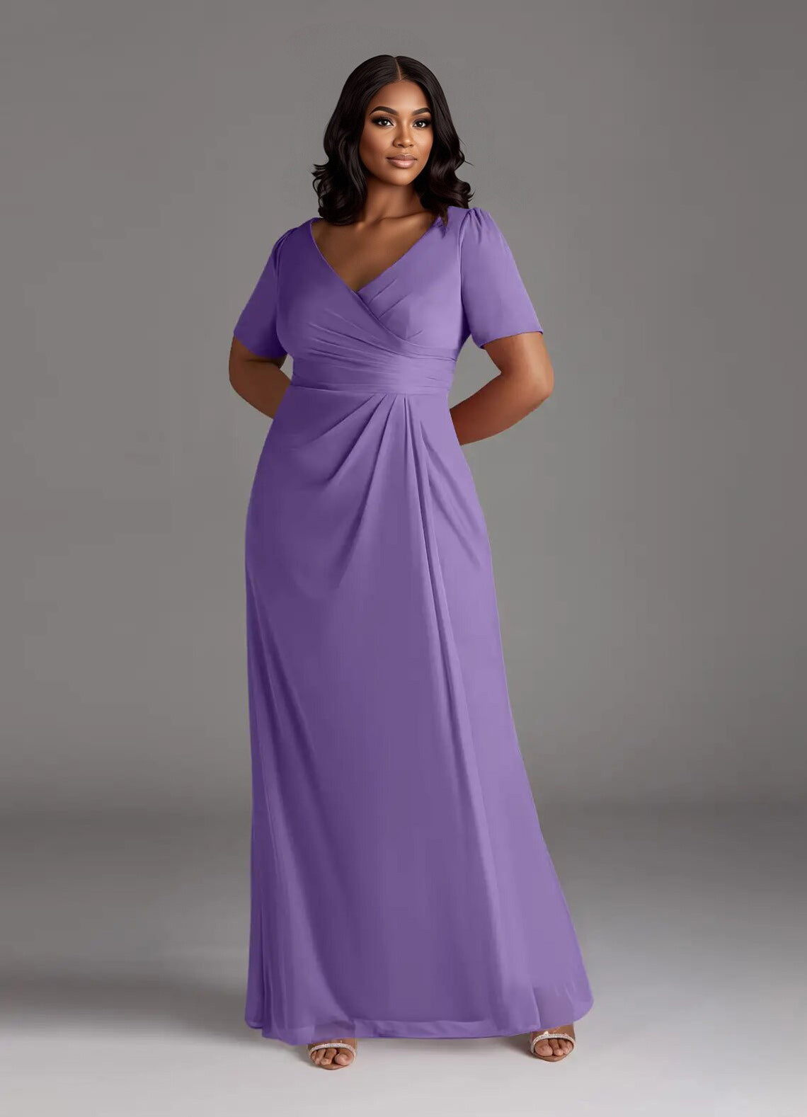 Augday Bessie A-Line Pleated Mesh Dress Plus Size
