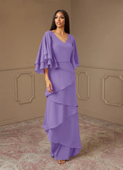 Augday OHara A-Line V-Neck Chiffon Dress