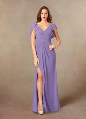 Augday Luisa Mermaid V-Neck Pleated Mesh Dress
