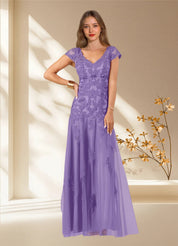 Augday Romy Mermaid V-Neck Sequins Tulle Dress