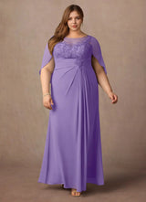 Augday Hera Mother of the Bride Dresses A-Line Lace Capelet Chiffon Dress Plus Size