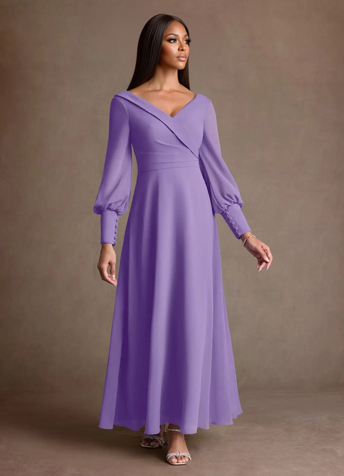 Augday Paterson A-Line Pleated Chiffon Dress