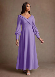 Augday Paterson A-Line Pleated Chiffon Dress