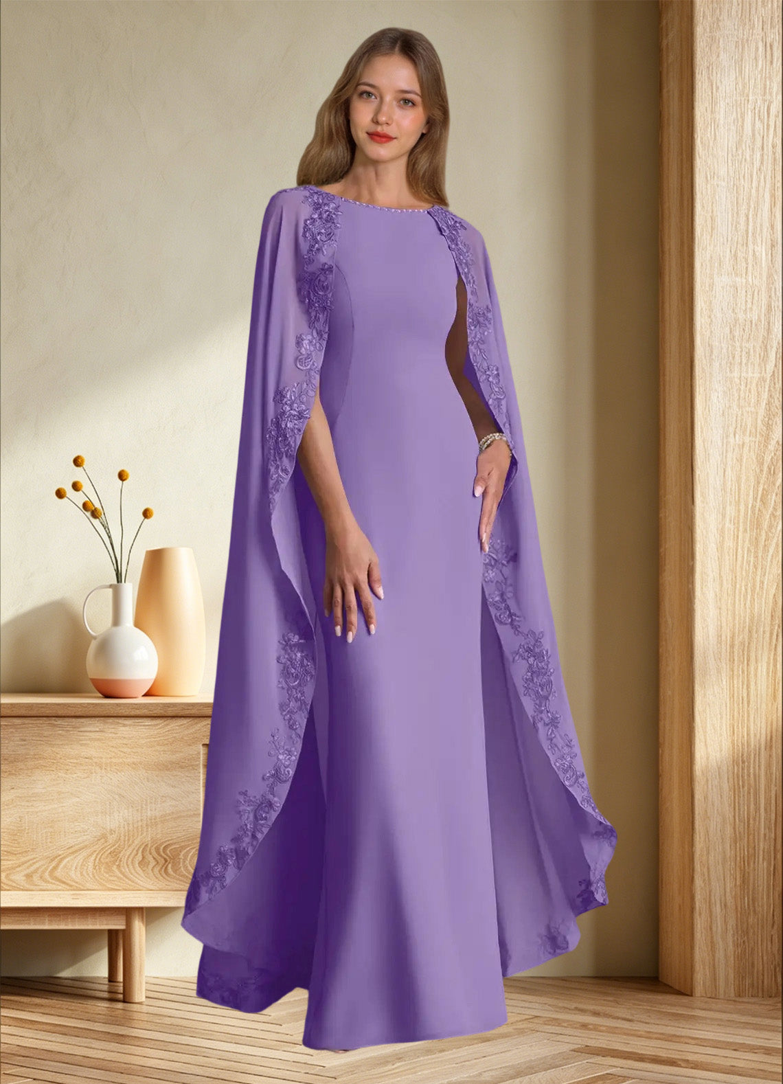 Augday Artemisia Sheath Lace Chiffon Dress