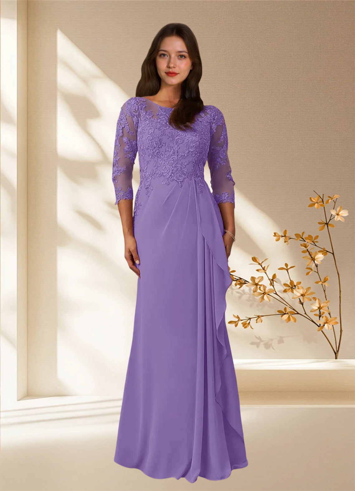 Augday Calanthe A-Line Scoop Chiffon Dress