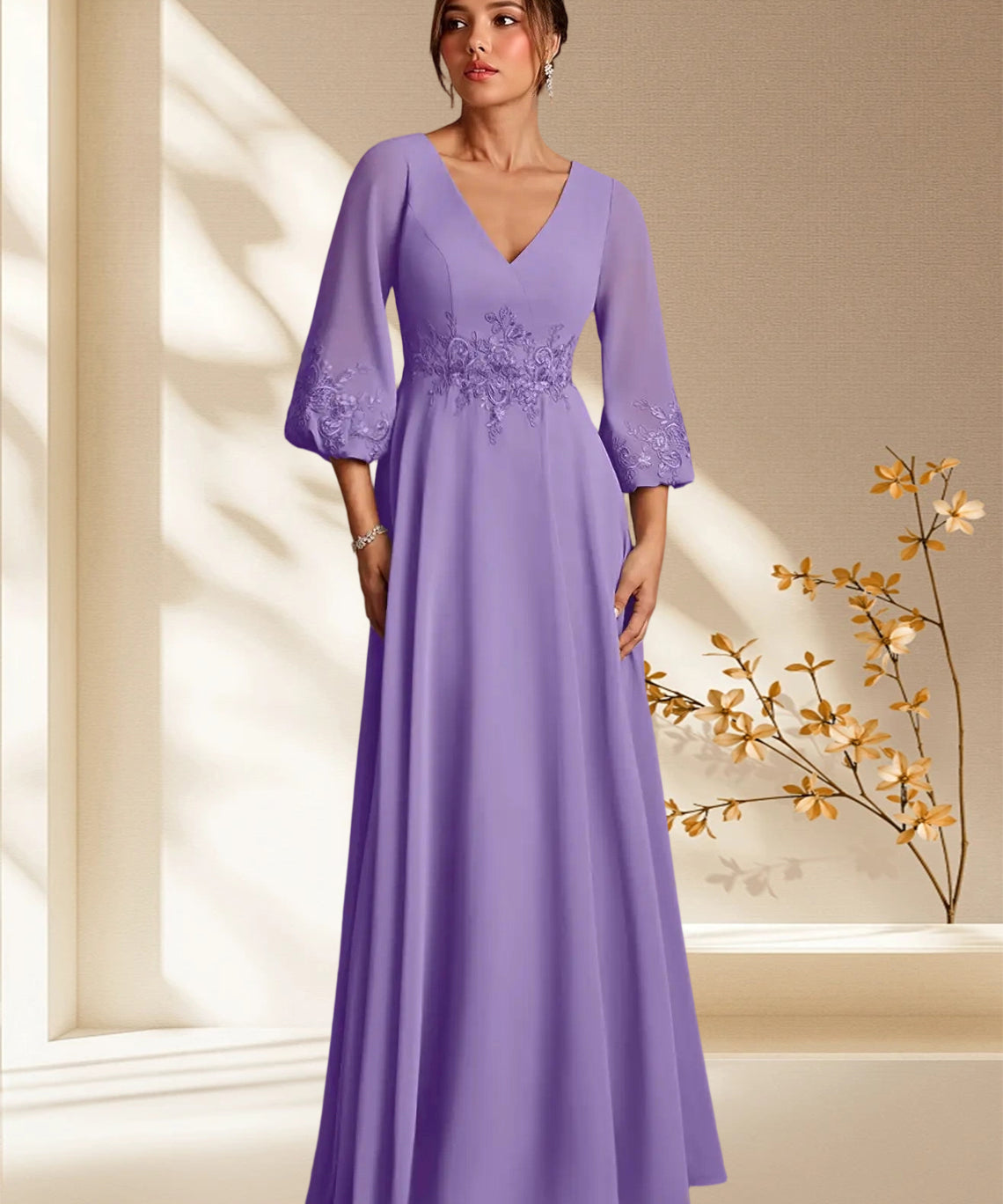 Augday Yorba A-Line Lace Chiffon Dress
