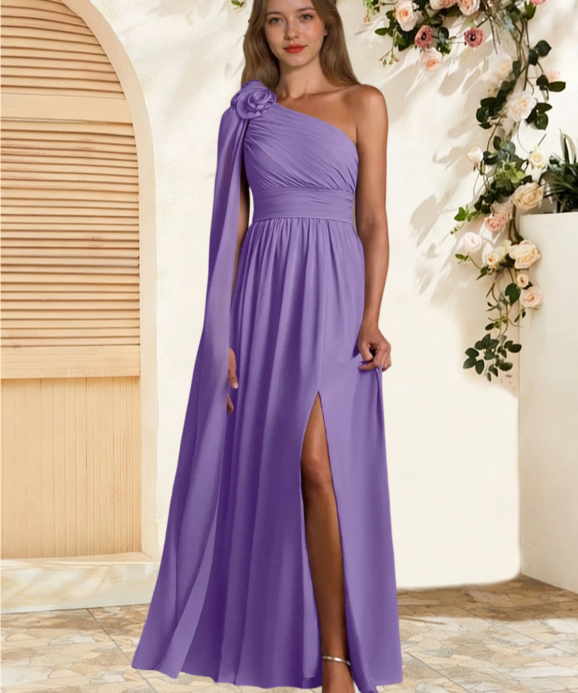 Augday Lancaster A-Line One Shoulder Chiffon Dress