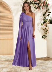 Augday Lancaster A-Line One Shoulder Chiffon Dress