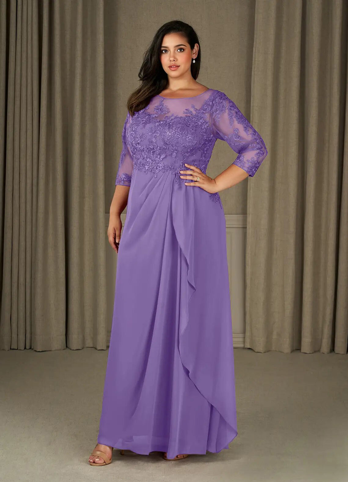 Augday Calanthe A-Line Scoop Chiffon Dress Plus Size