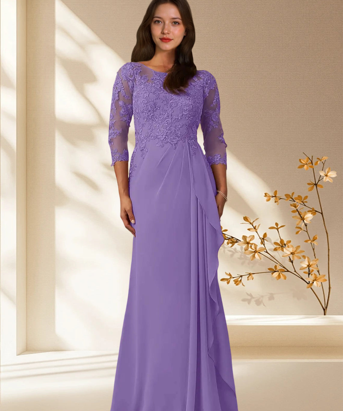 Augday Calanthe A-Line Scoop Chiffon Dress