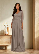 Augday Annetta A-Line V-Neck Pleated Mesh Dress