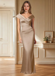 Augday Ludlow Mermaid Pleated Stretch Satin Dress