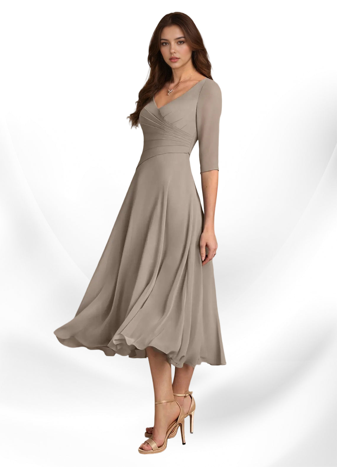 Augay Durant A-Line Pleated Chiffon Dress