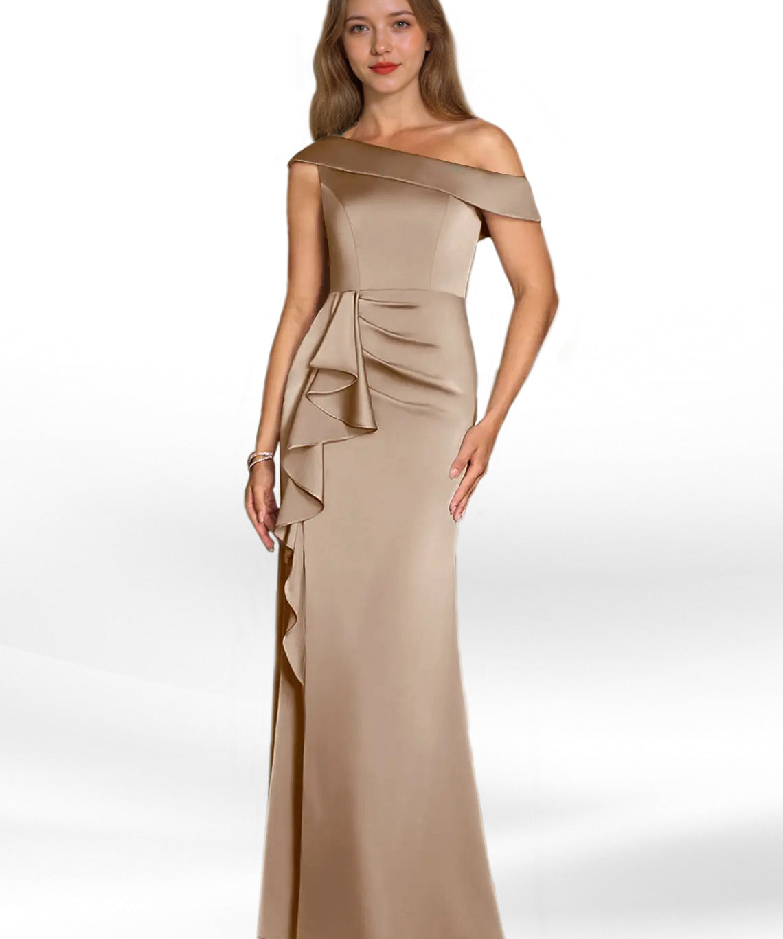 Augday Hamptons A-Line Pleated Stretch Satin Dress