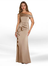 Augday Hamptons A-Line Pleated Stretch Satin Dress