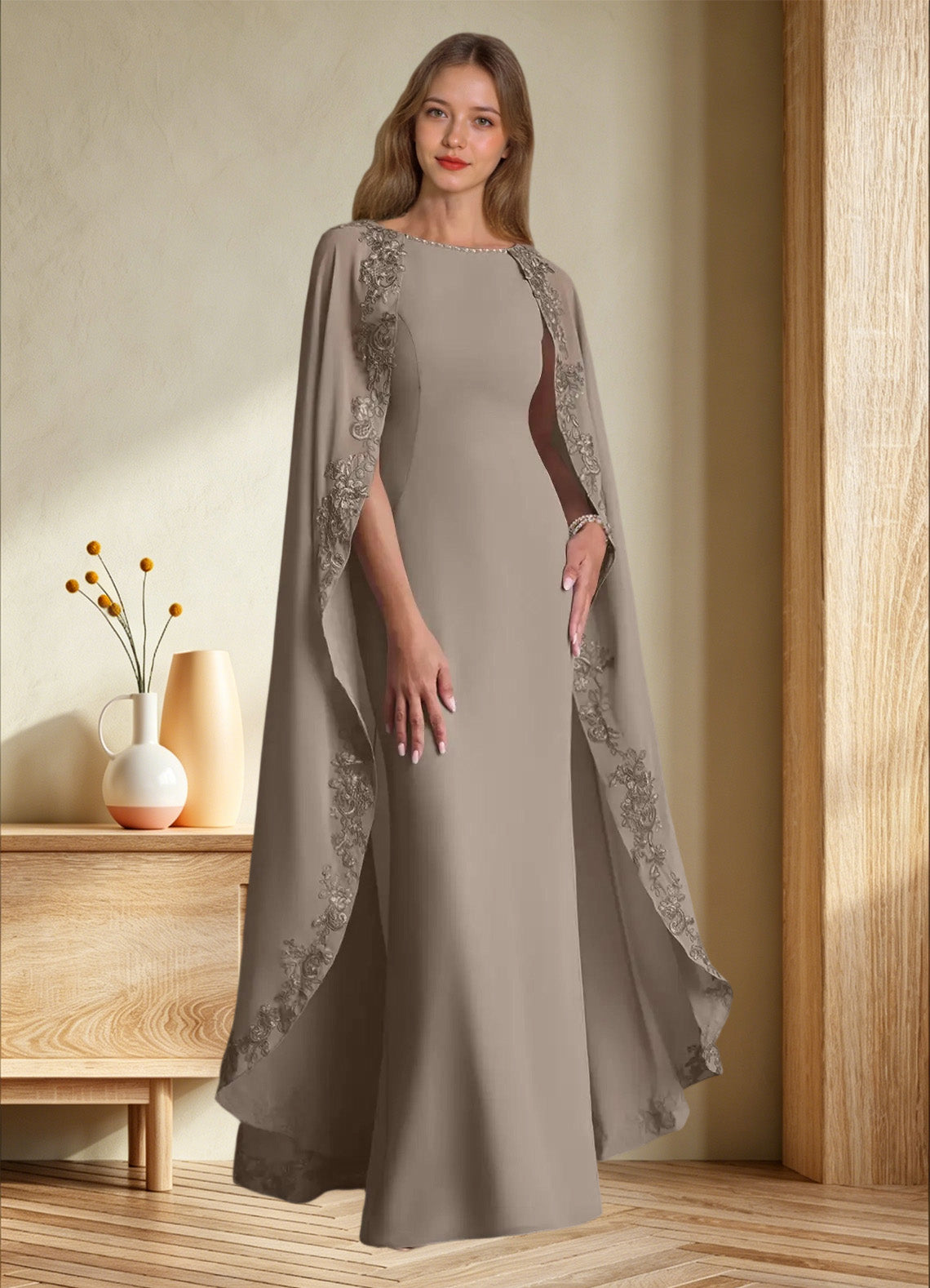 Augday Artemisia Sheath Lace Chiffon Dress