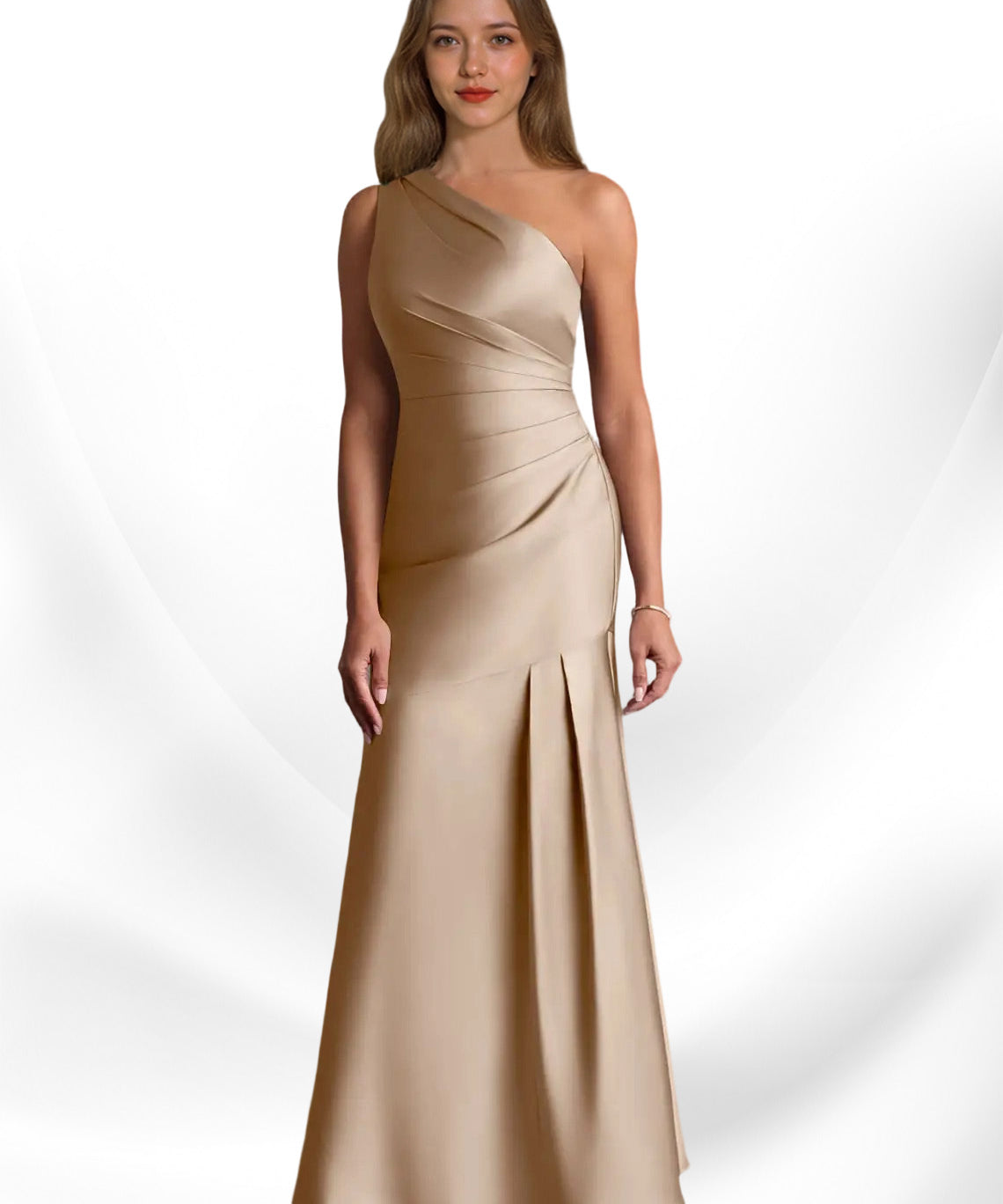 Augday Haifa Mermaid One Shoulder Stretch Satin Dress