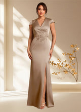 Augday Rilda Sheath Lace Stretch Satin Dress