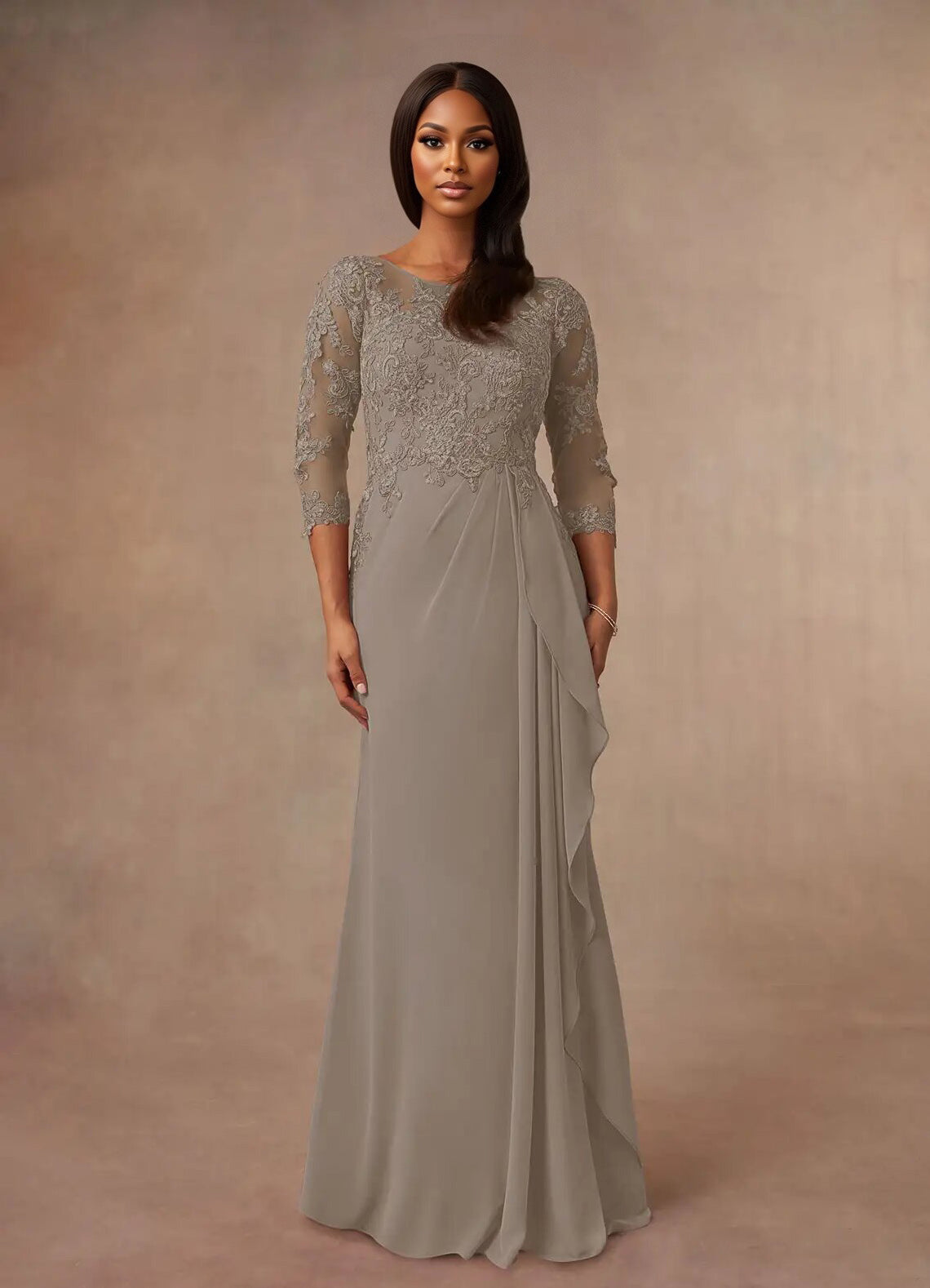Augday Calanthe A-Line Scoop Chiffon Dress