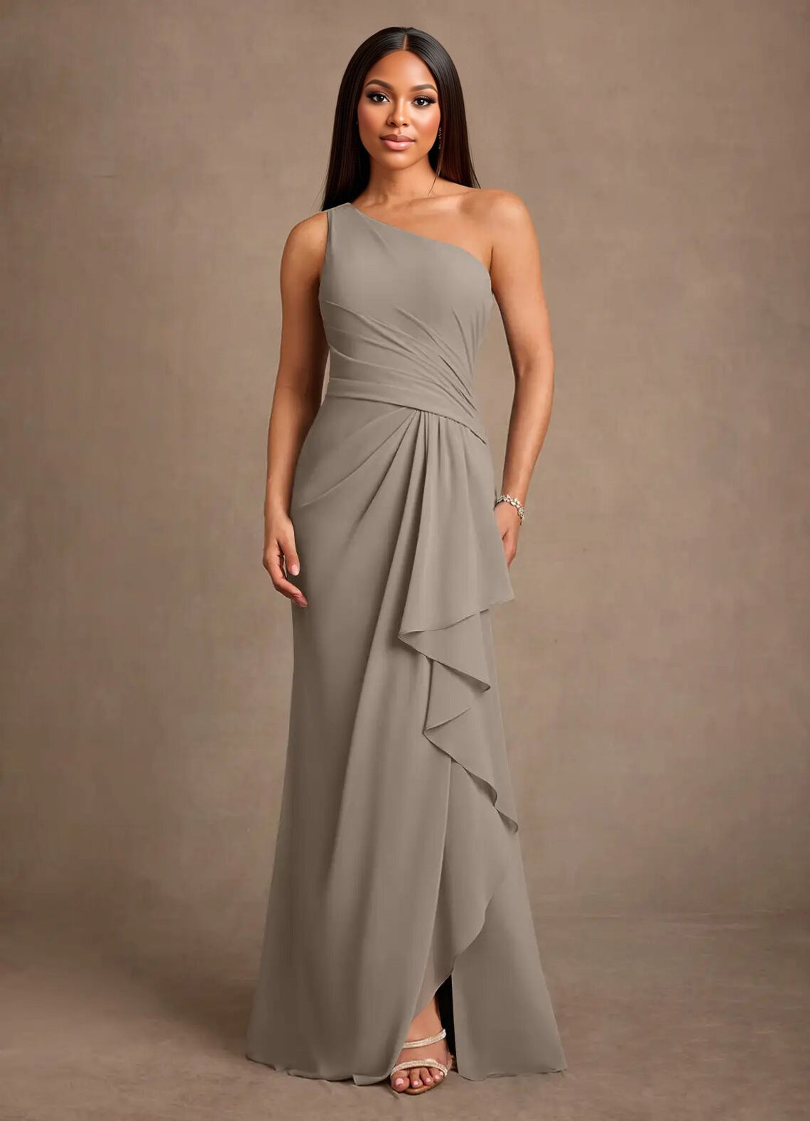 Augday Floy Sheath One Shoulder Chiffon Dress