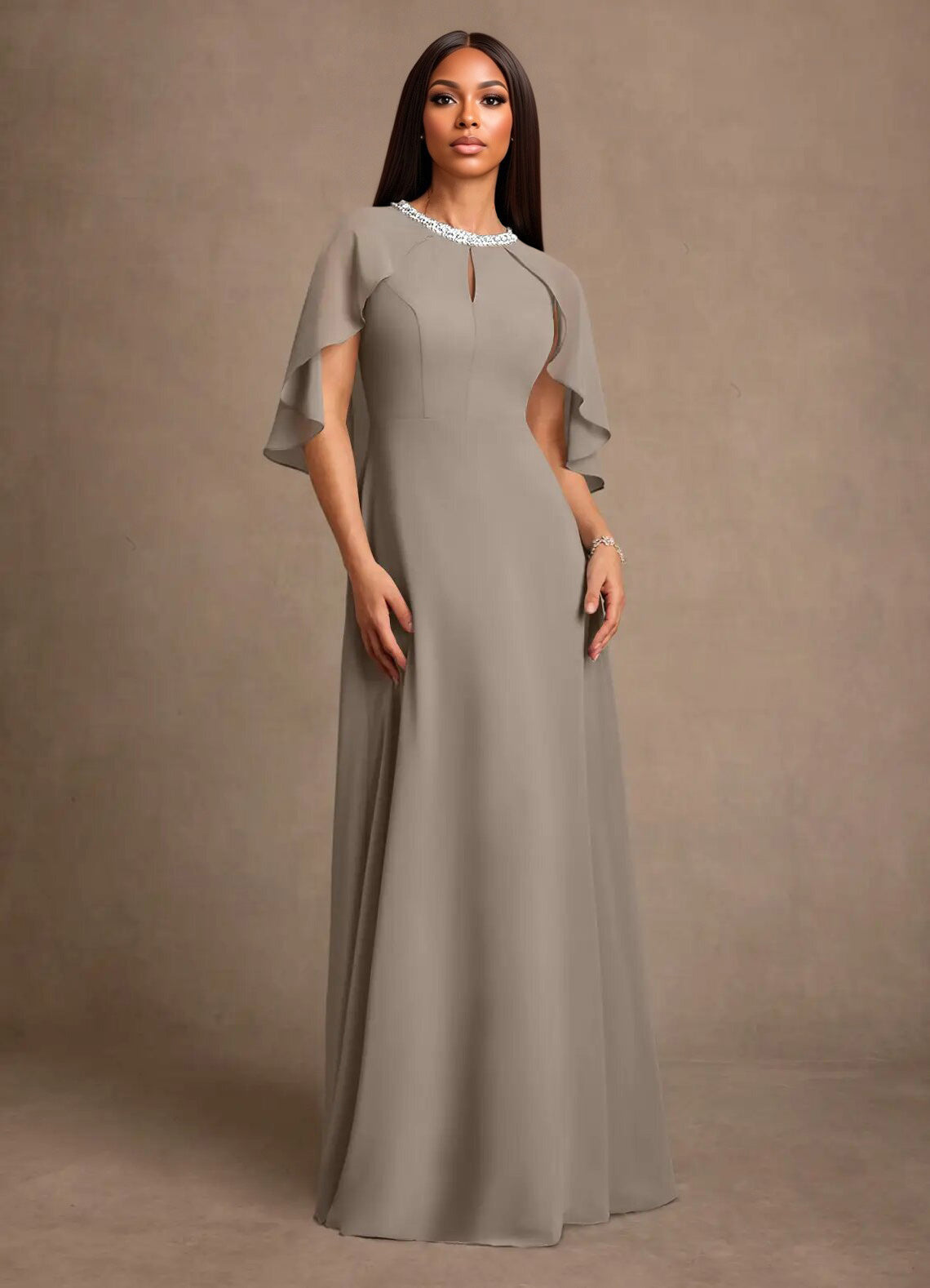 Augday Winnifred A-Line Beaded Chiffon Dress