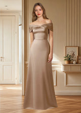 Augday Amelia A-Line Off the Shoulder Stretch Satin Dress