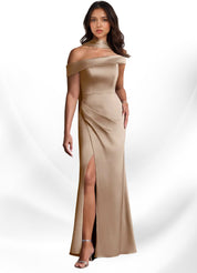 Augday Kamala Sheath One Shoulder Stretch Satin Dress