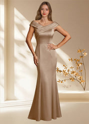 Augday Aberdeen Sheath Pleated Stretch Satin Dress