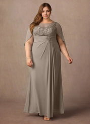 Augday Hera Mother of the Bride Dresses A-Line Lace Capelet Chiffon Dress Plus Size