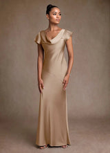 Augday Shelby Mother of the Bride Dresses Mermaid Pleated Stretch Satin Dress