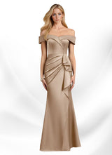 Augday Laredo Mermaid Off the Shoulder Stretch Satin Dress