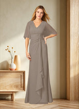 Augday Carson A-Line V-Neck Lace Chiffon Dress