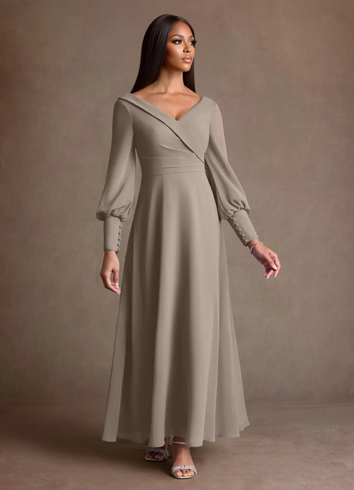 Augday Paterson A-Line Pleated Chiffon Dress