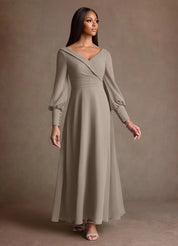 Augday Paterson A-Line Pleated Chiffon Dress