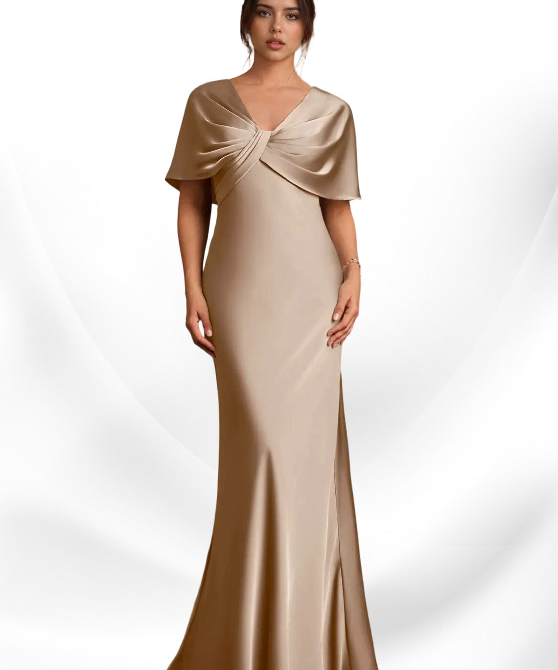 Augday Dosia Sheath Pleated Stretch Satin Dress