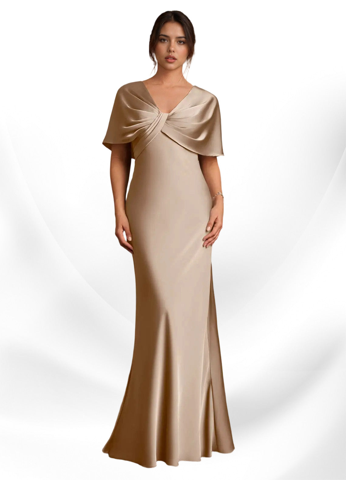 Augday Dosia Sheath Pleated Stretch Satin Dress