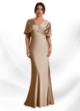 Augday Dosia Sheath Pleated Stretch Satin Dress