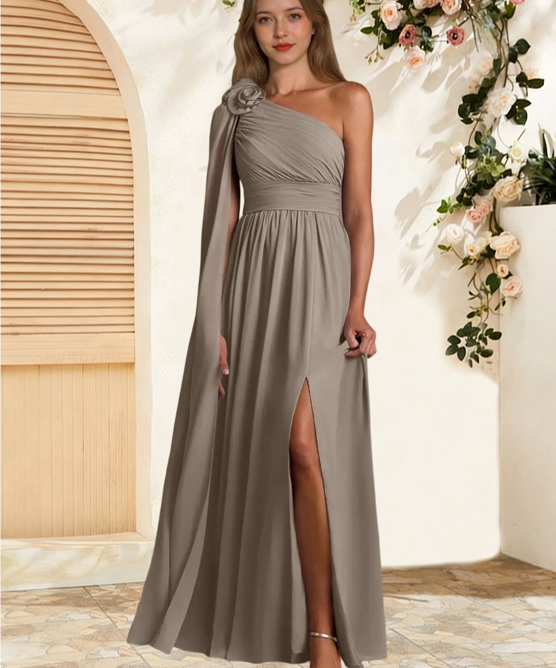 Augday Lancaster A-Line One Shoulder Chiffon Dress