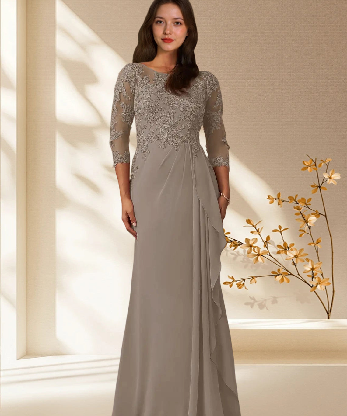 Augday Calanthe A-Line Scoop Chiffon Dress