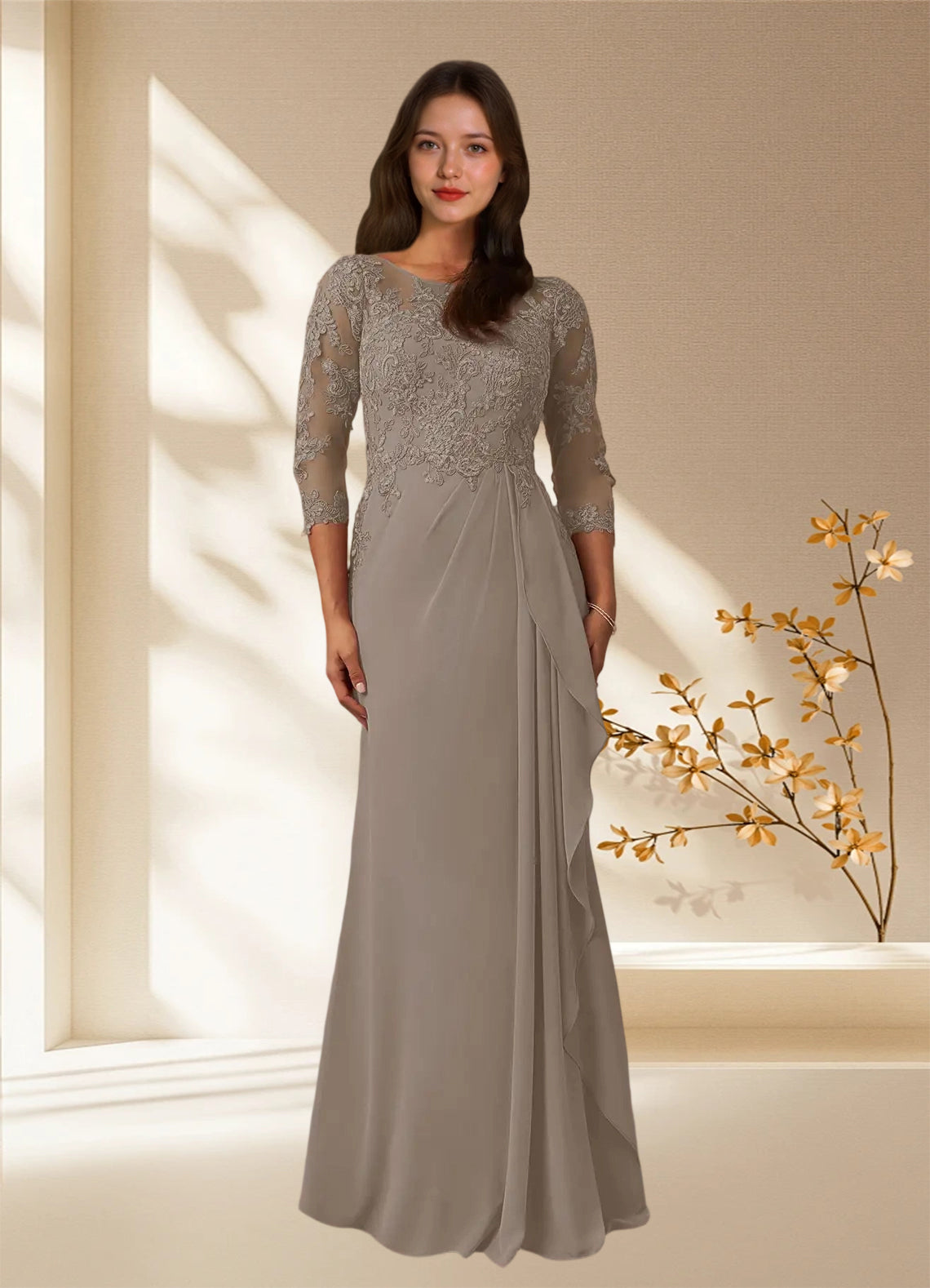 Augday Calanthe A-Line Scoop Chiffon Dress