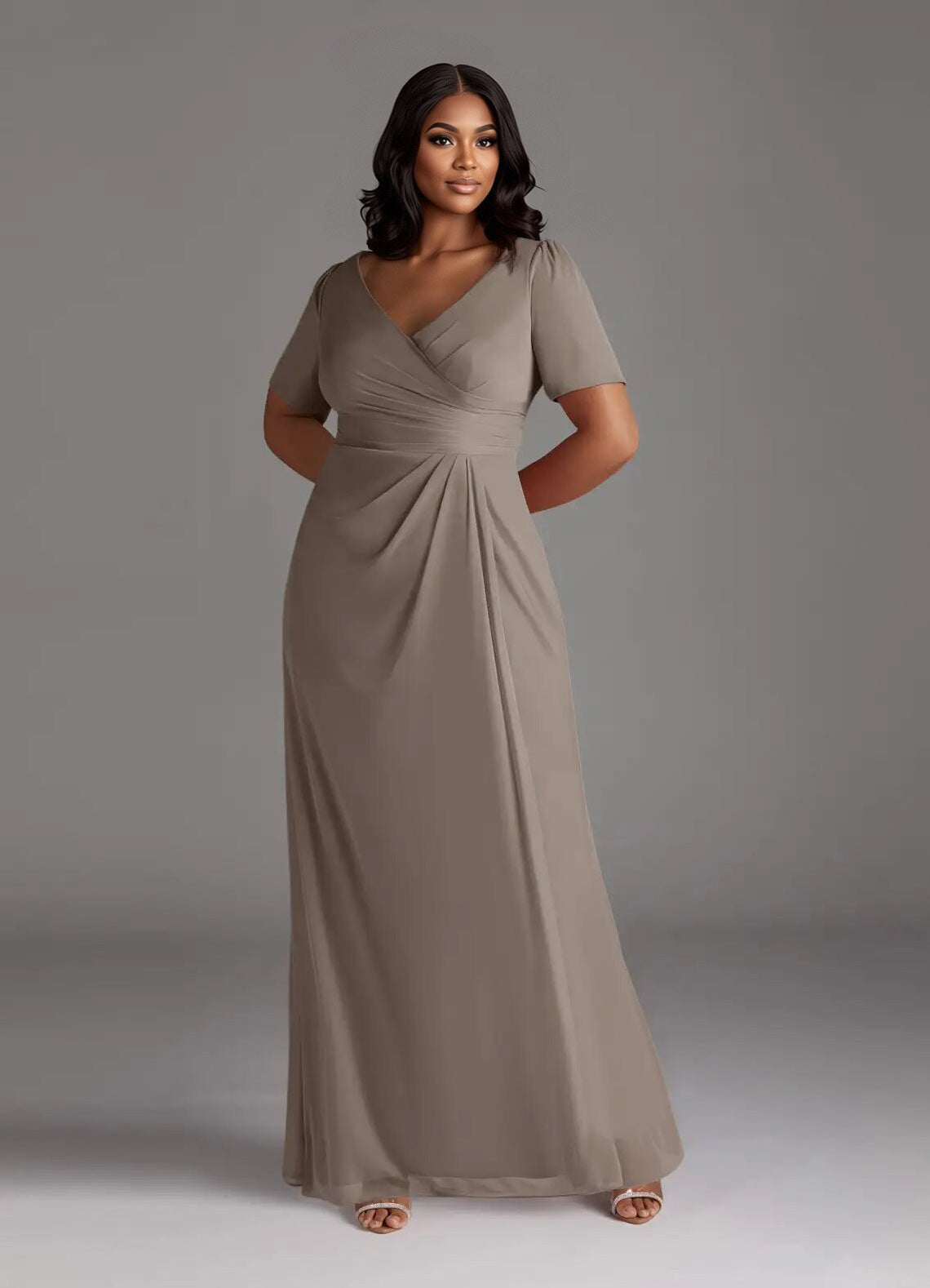 Augday Bessie A-Line Pleated Mesh Dress Plus Size