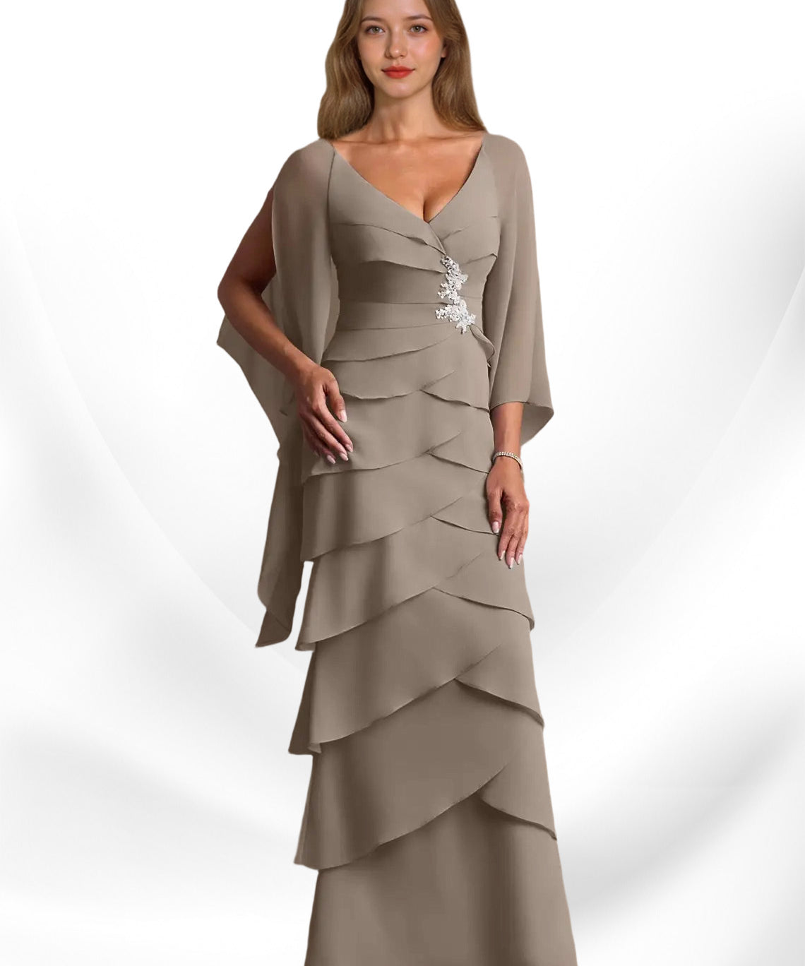 Augday Arabinda Sheath Ruched Chiffon Dress