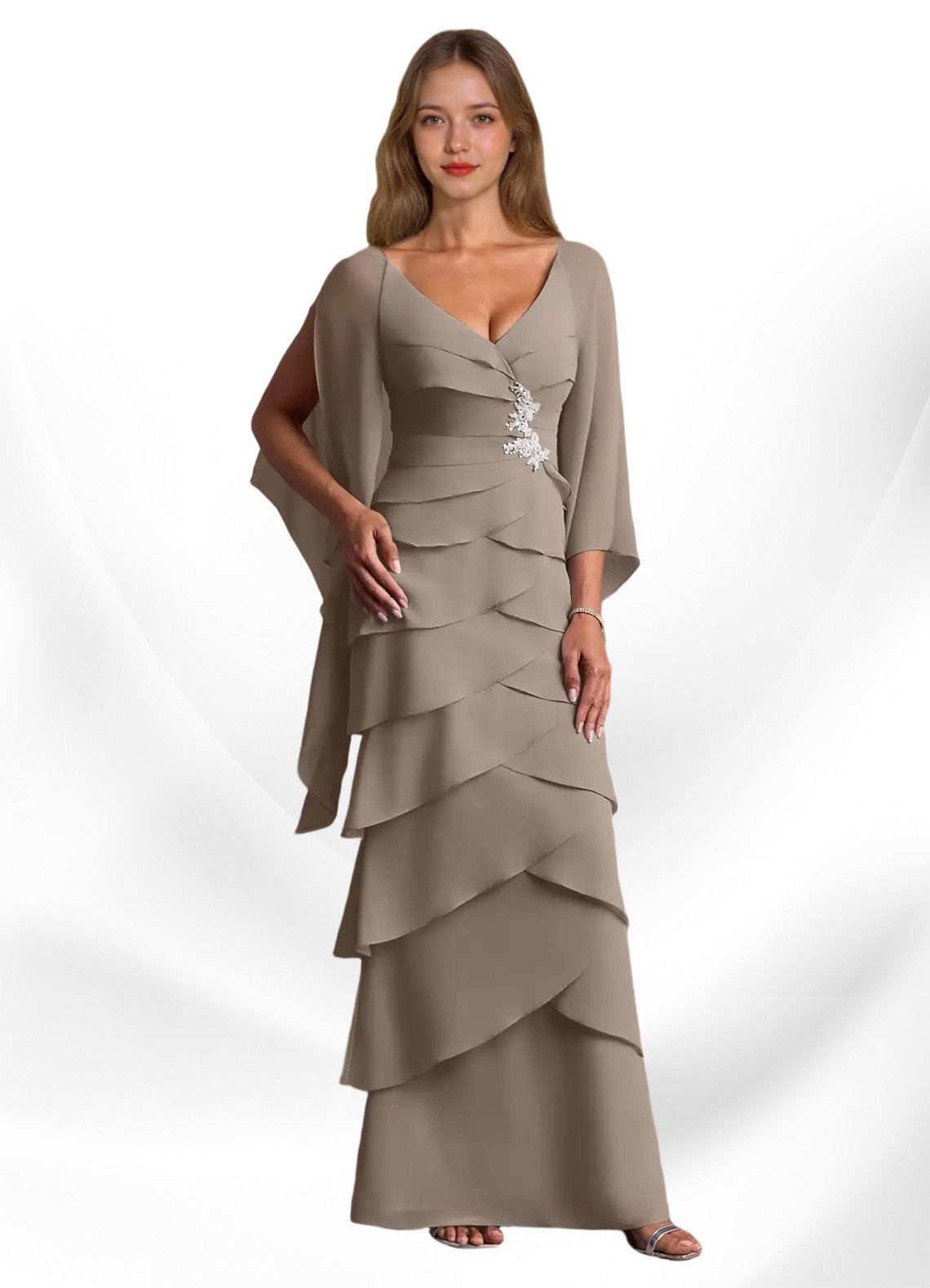 Augday Arabinda Sheath Ruched Chiffon Dress