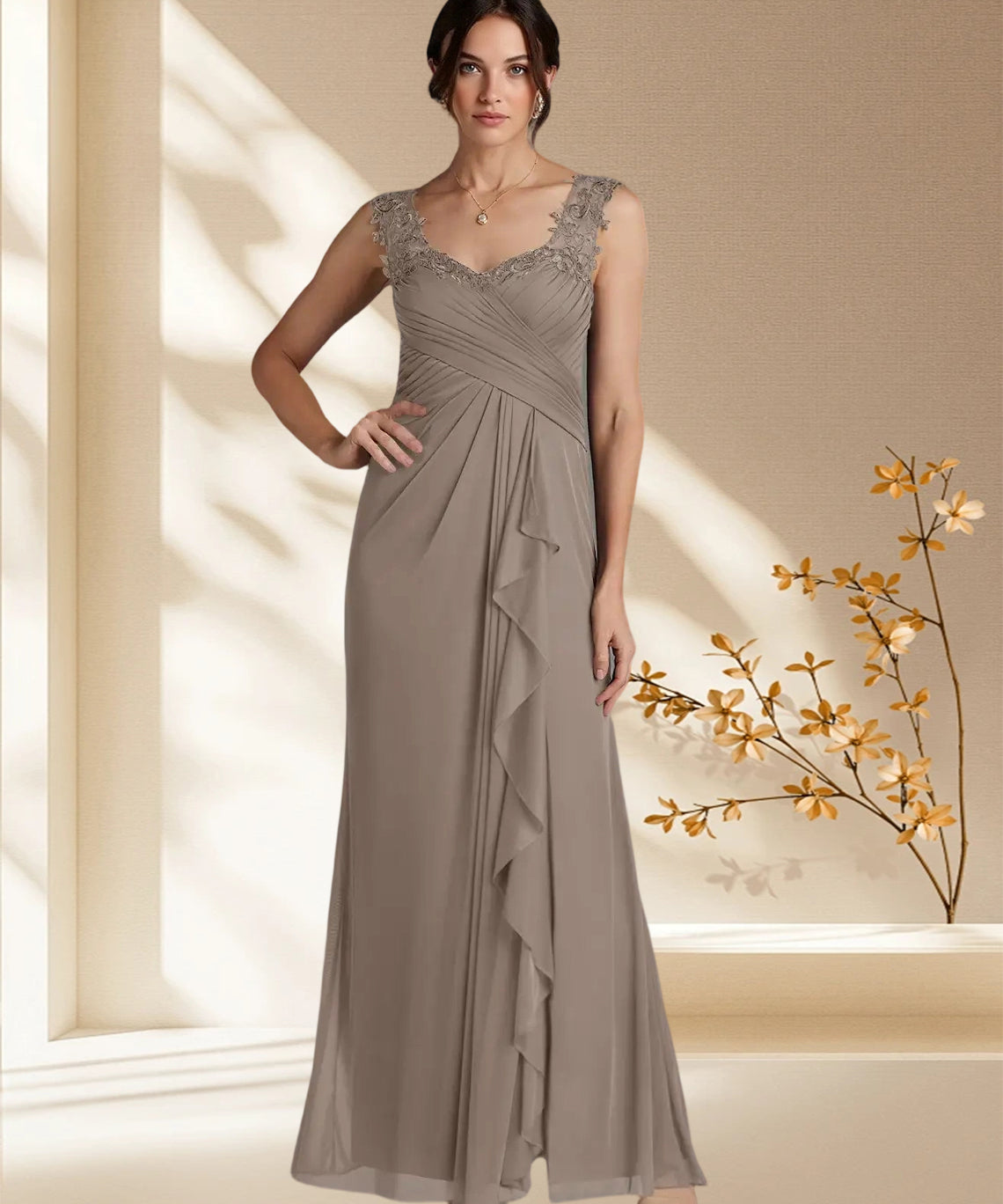 Augday Edelin A-Line Sweetheart Neckline Pleated Mesh Dress