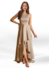 Augday Niles A-Line Trains Stretch Satin Dress