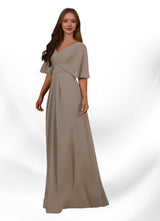 Augday Oksana A-Line V-Neck Pleated Chiffon Dress